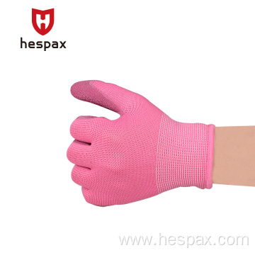 Hespax Women Crinkle Latex Palm Coated Gardening Gloves